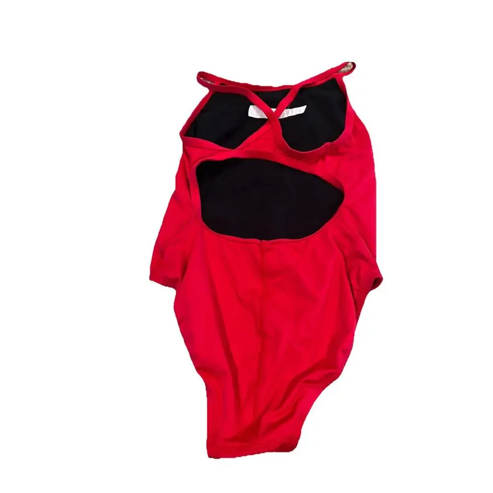 Watermen Lifeguard Guard Swimsuit Women's Size‎ 38 Red One Piece Racerback - Picture 3 of 4